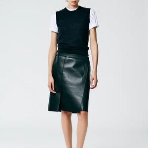 Tibi Bonded Leather Slash Skirt